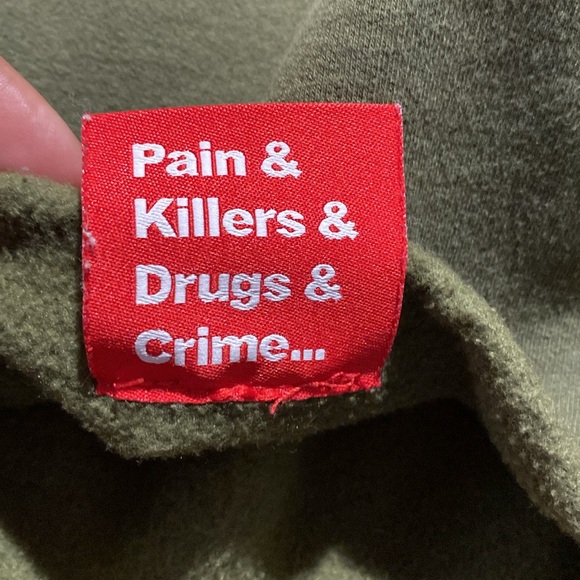 Pain & Killers & Drugs & Crime cropped sweatshirt green orange RX prescription - Picture 3 of 8